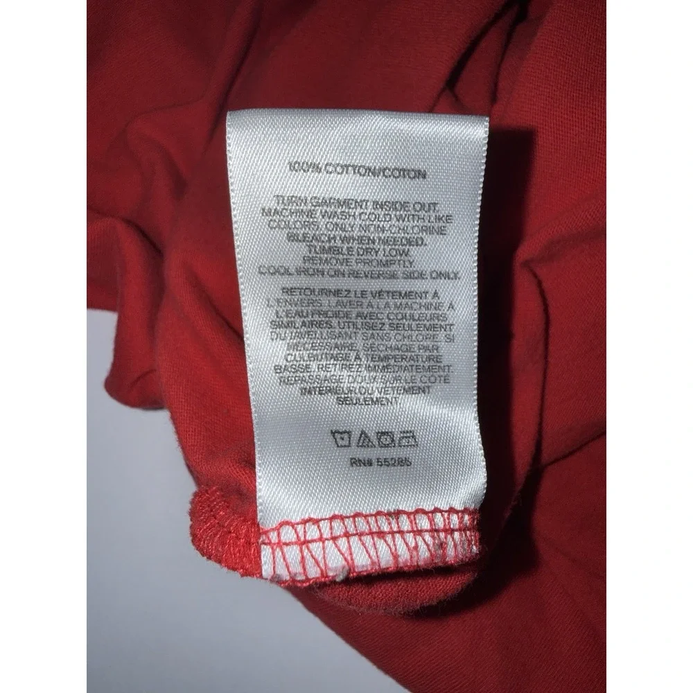 Express Men T-Shirt Large Graphic Red White Blue Cotton Casual Preppy Tee FLAWED